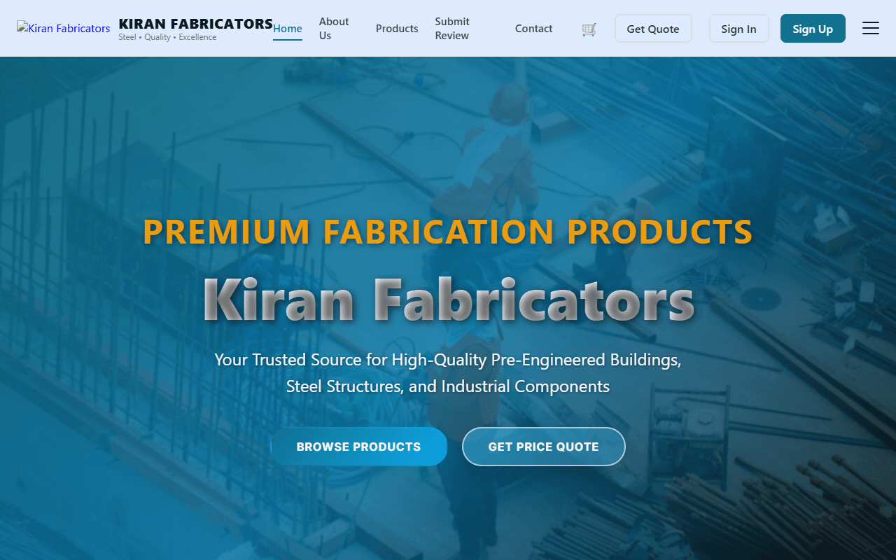 Kiran Fabricators — website built by AIpath DigiNext